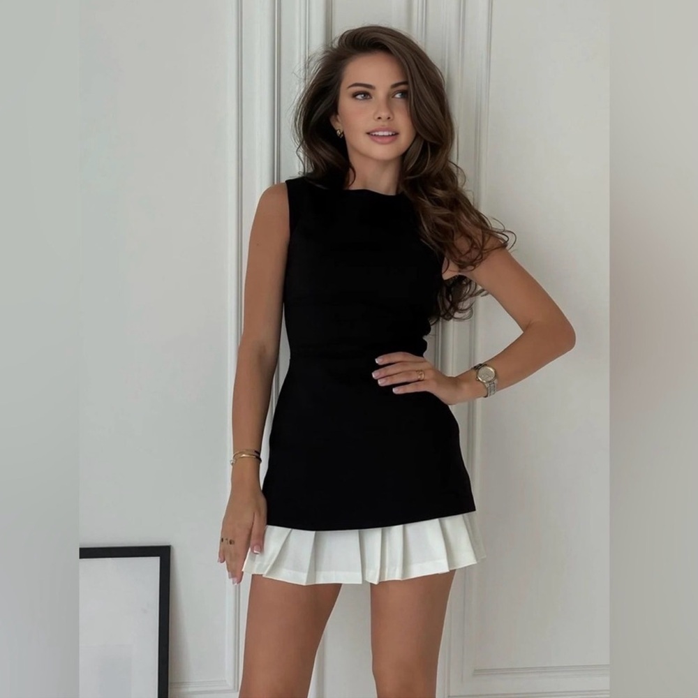 Micas Pleated Hem Tank Mini Dress